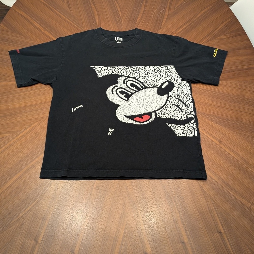 Uniqlo Mickey Mouse Keith Haring Tee Mens Black Excellent Graphic T-Shirt S